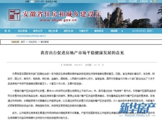 安徽取消限购与限价政策 支持居民合理住房消费