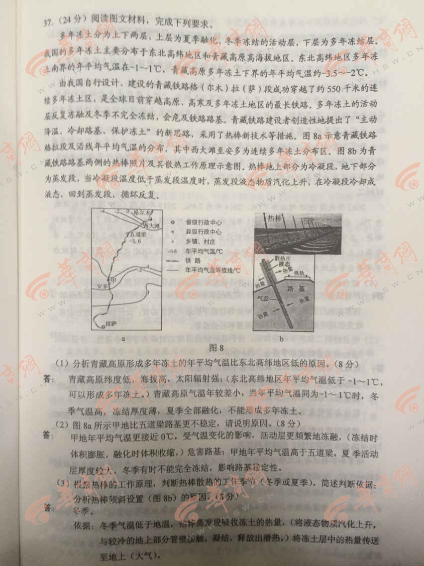 2015陕西高考文科综合试题答案(组图)