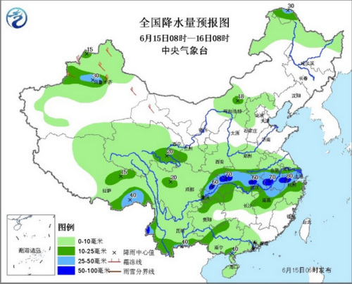 江淮江南将再次出现强降雨新疆局地有中到大雨