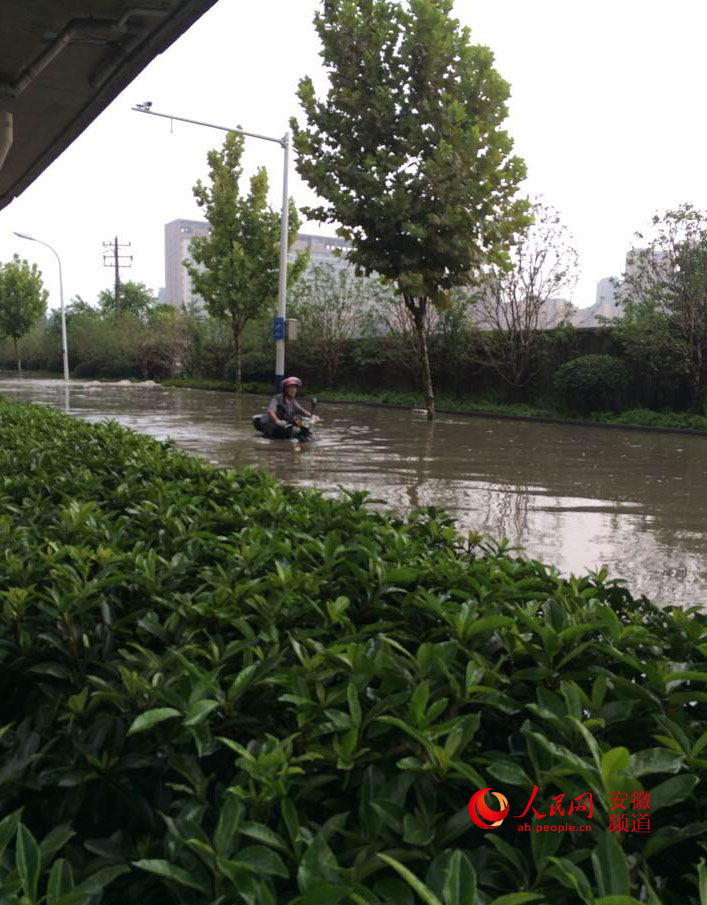 合肥暴雨多路段积水 有地方甚至可以“看海”