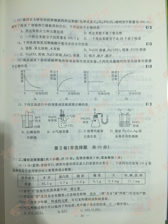 2015陕西中考 2015陕西中考物理与化学