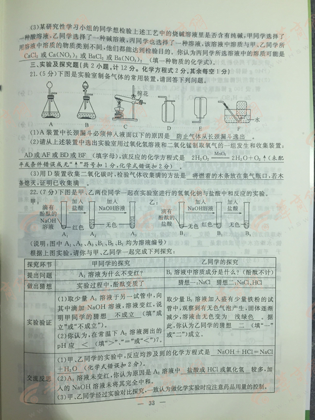 2015陕西中考 2015陕西中考物理与化学