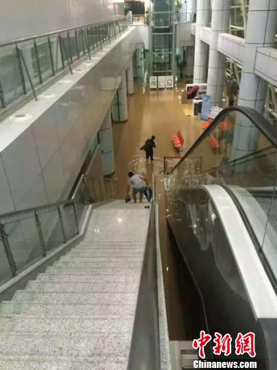 暴雨突袭浙江义乌致机场被淹航班取消 网友 摄