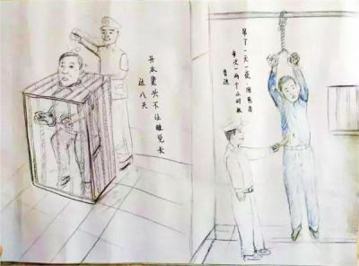左：开水烫头不让睡觉长达八天；右：吊了一天一夜，被电击Y