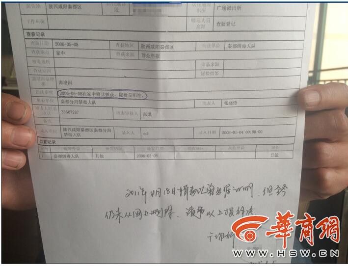 咸阳一职工被误录成"吸毒人员" 跟人借个钱都难