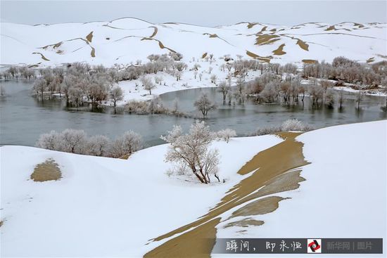 沙漠雪景照