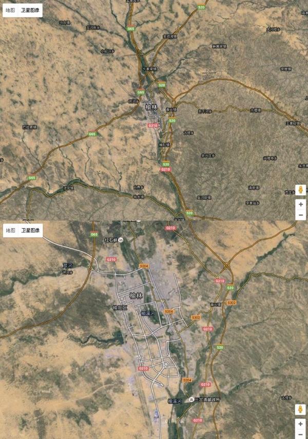卫星地图上看陕西9个市榆林很土宝鸡没那么