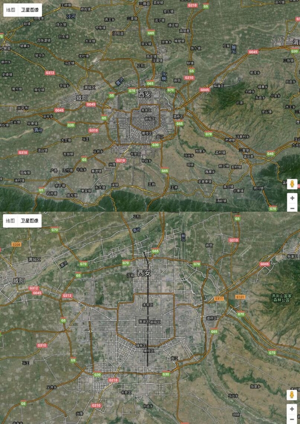 卫星地图上看陕西9个市榆林很土宝鸡没那么