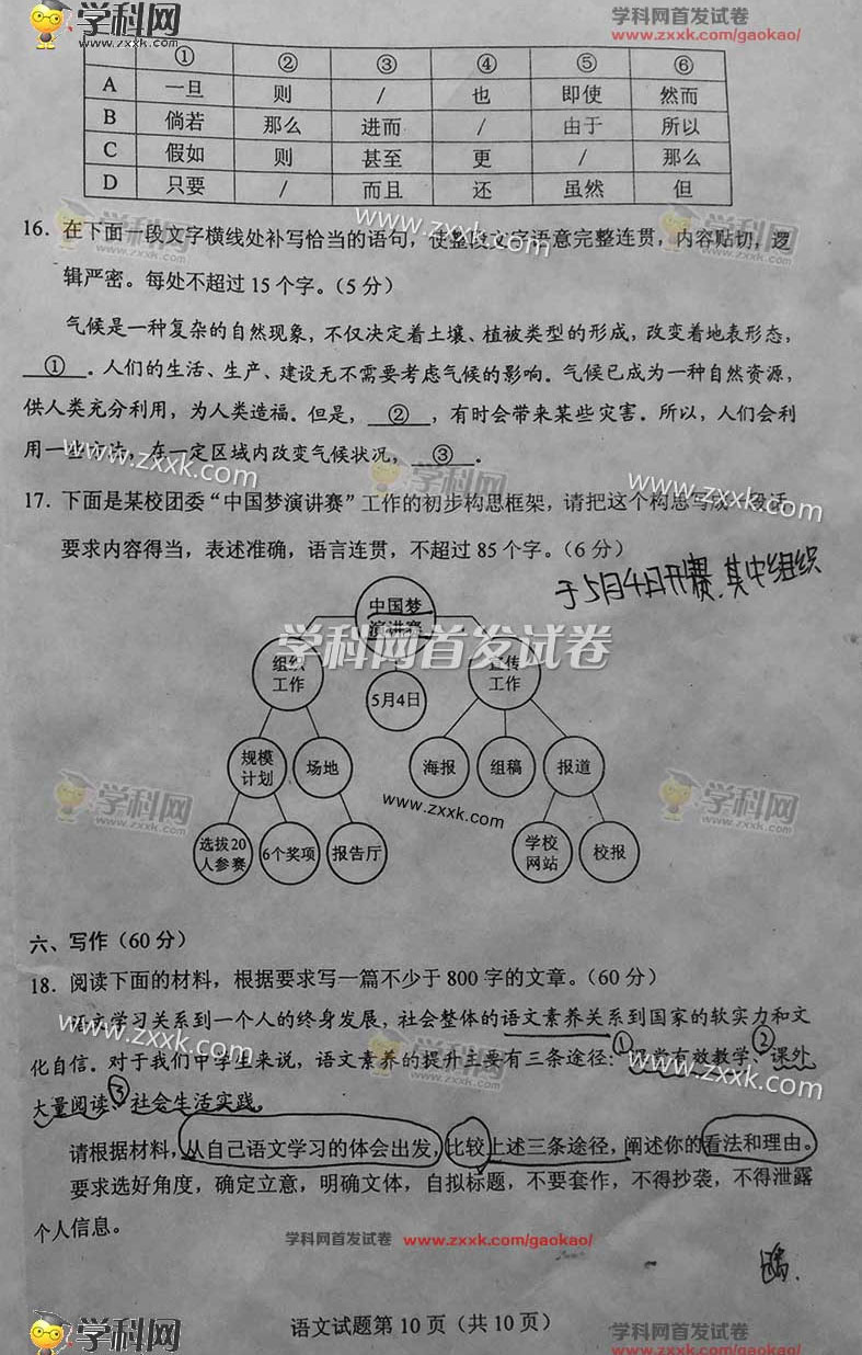 2016陕西高考 2016高考作文 2016陕西高考语文试卷