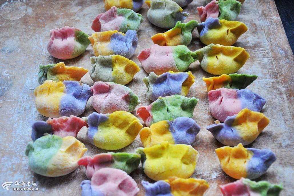 冬至晒晒我包的彩色饺子